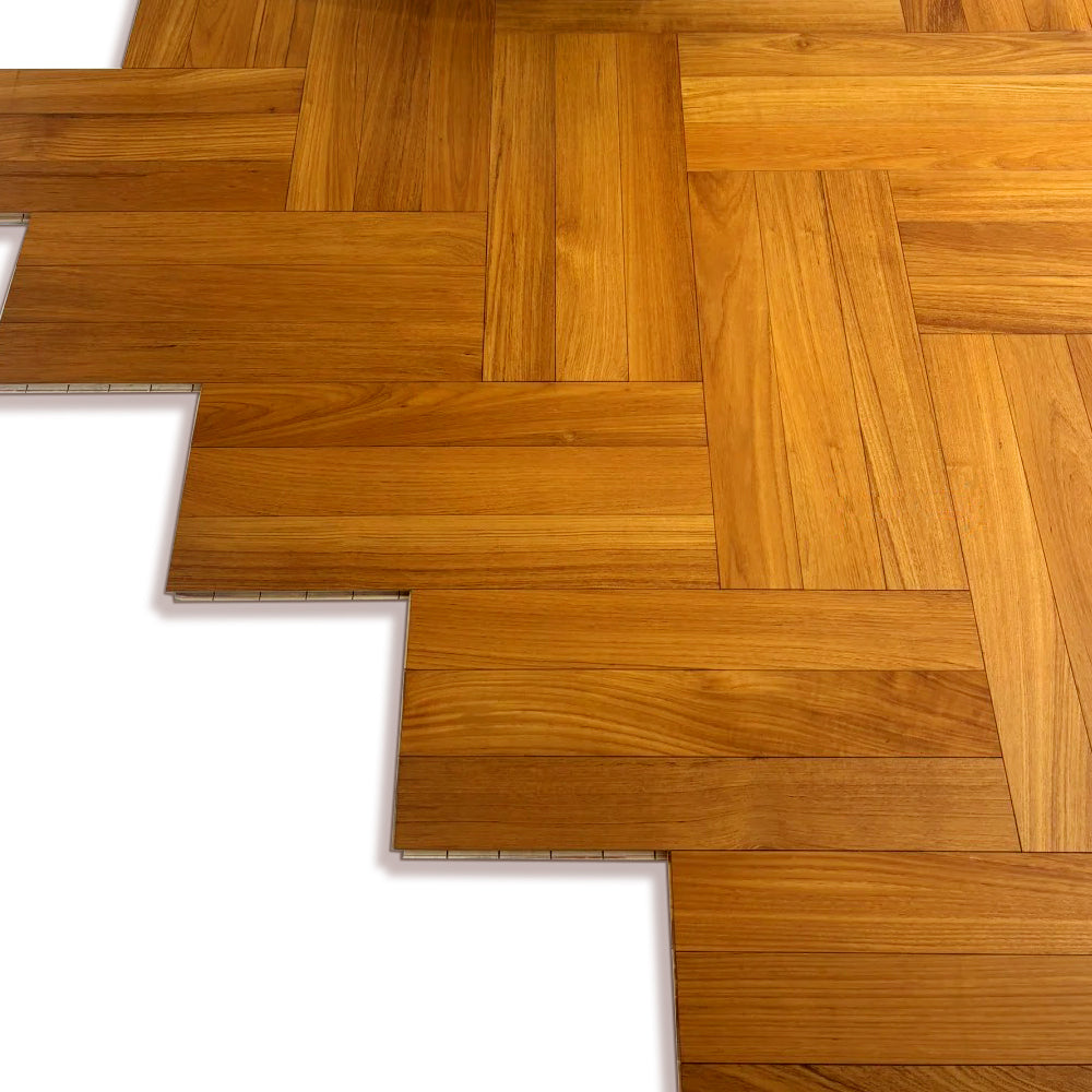 18mm Engineered Herringbone Teak Flooring Multilayer Core Strength Custom Design Luxury Villas Commercial Interiors Outdoor Park