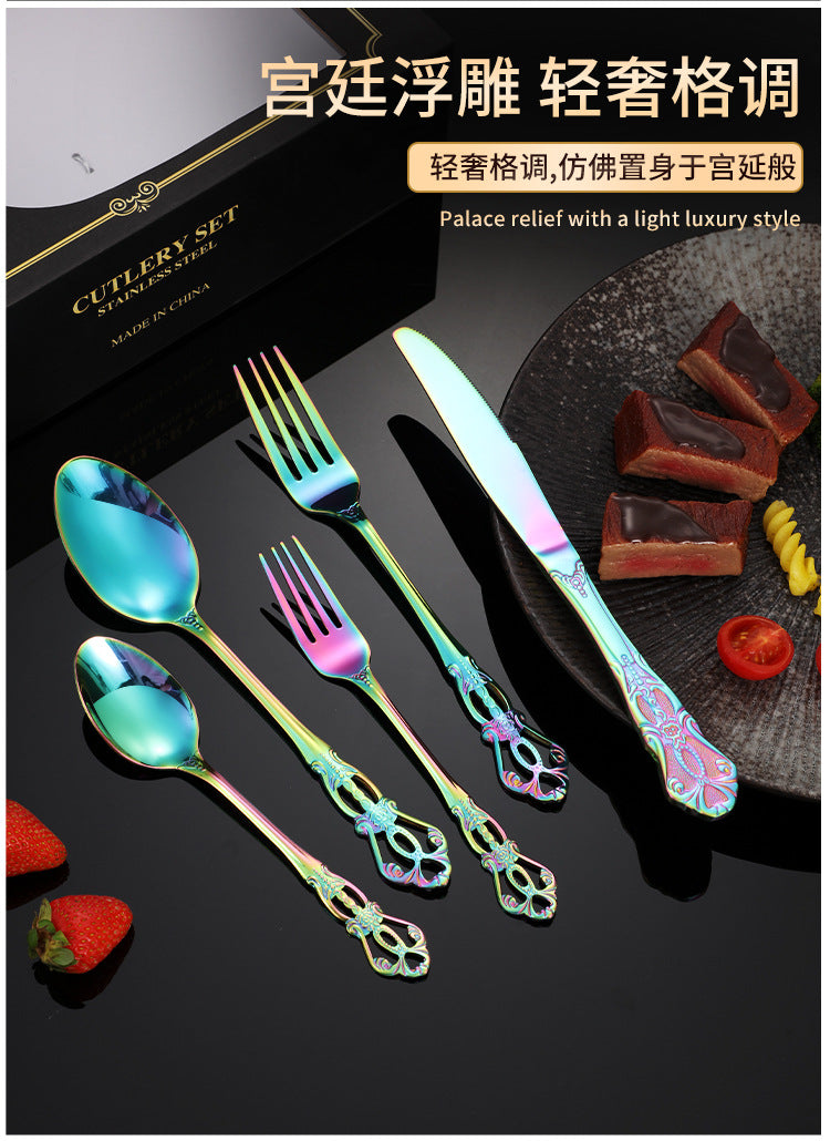 New Hot Selling Stainless Steel Royal Court Tableware Knife, Fork, Spoon40Set20Set of Steak Knives and Forks