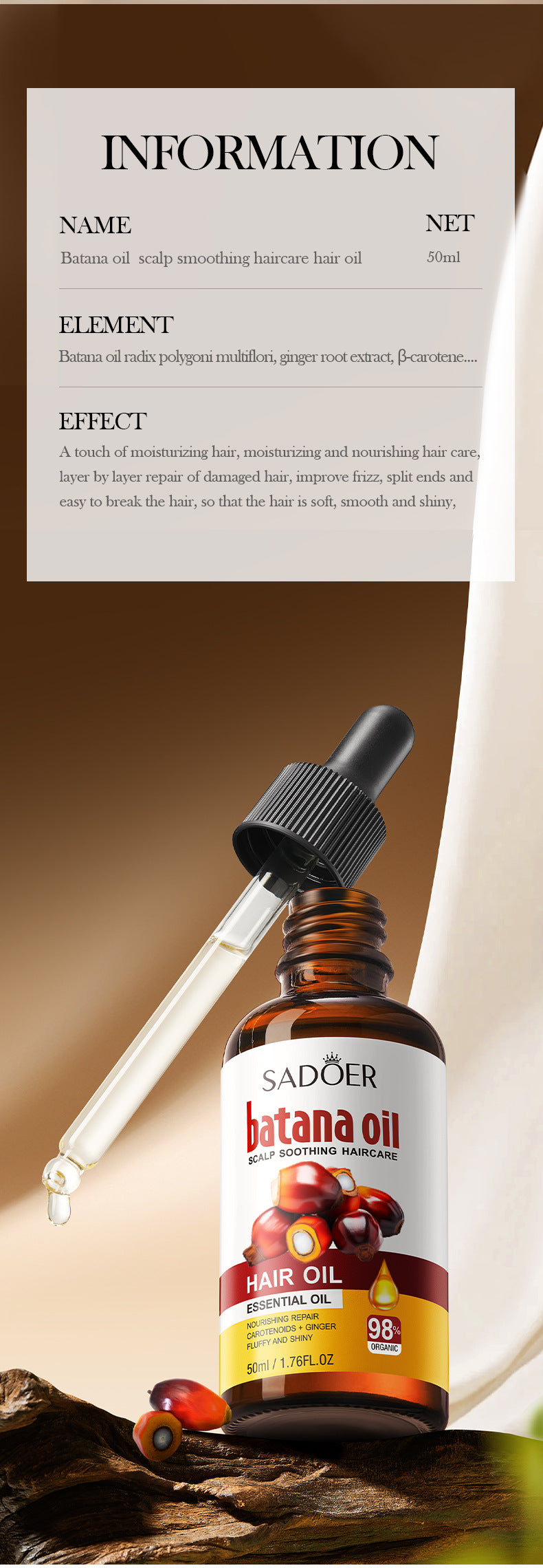 Batana Scalp Hair Care Oil SADOER Soothing and Smooth Hair Oil  Wholesale