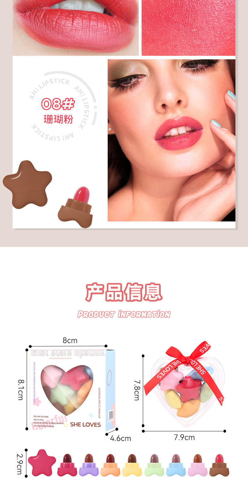 Lucky star8Color Little Star Lipstick Set Matte Velvet Lipstick Gift Box
