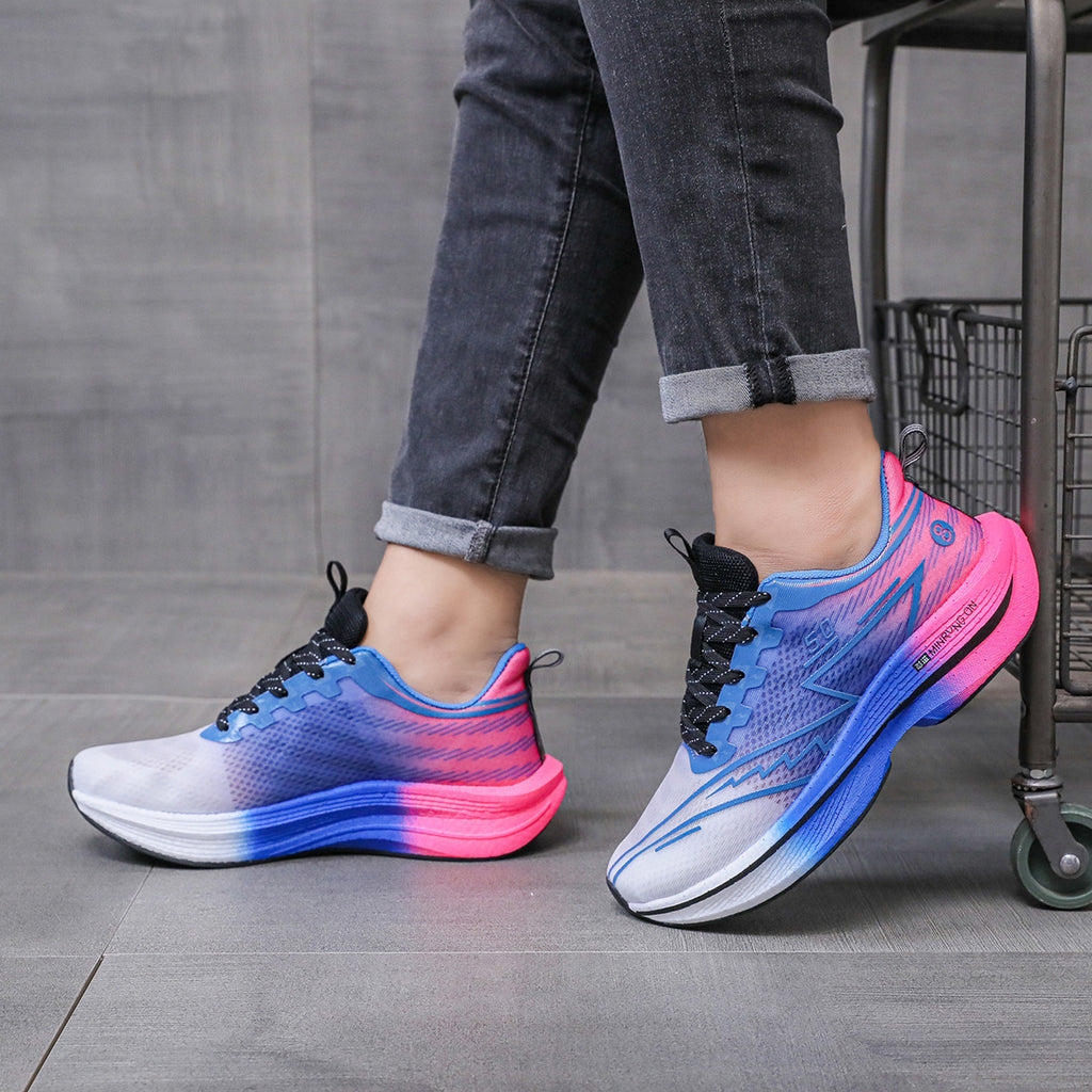 Carbon Plate Running Shoes Mesh Ultra-light Breathable Sports Shoes Men Couple All-match Casual Popcorn Running Shoes Breathable Lightweight