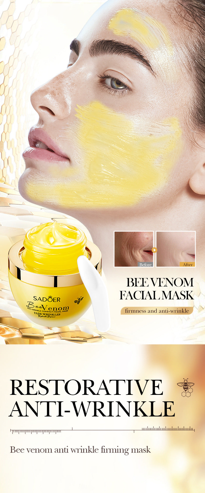 Bee Venom Firming Mask SADOER Anti-wrinkle moisturizing cream cross-border foreign trade wholesale
