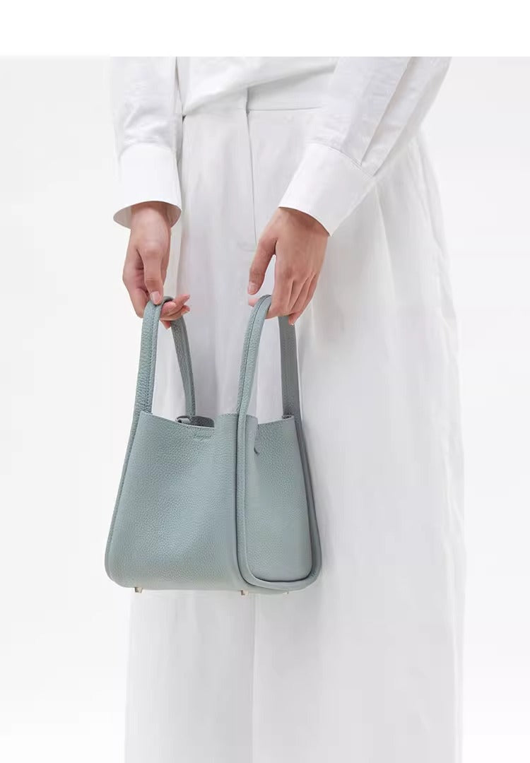 Medium Size Basket Series Women's Bag Top Layer Cowhide Fashion Women's Bag Large Capacity Shoulder Bag Crossbody Handbag Bucket Bag
