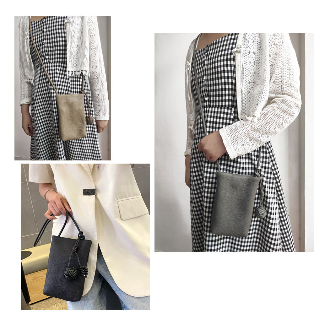Mini Genuine Leather Phone Bag for Women togo Top Grain Leather Small Square Bag2025New Fashion Simple Versatile Crossbody Bag