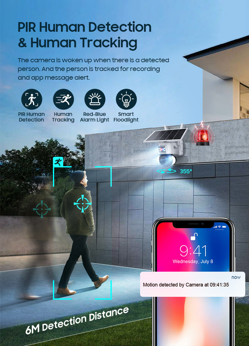 Factory direct sales solar low-power garden camera outdoor alarm surveillance camera40010,000 Pixels