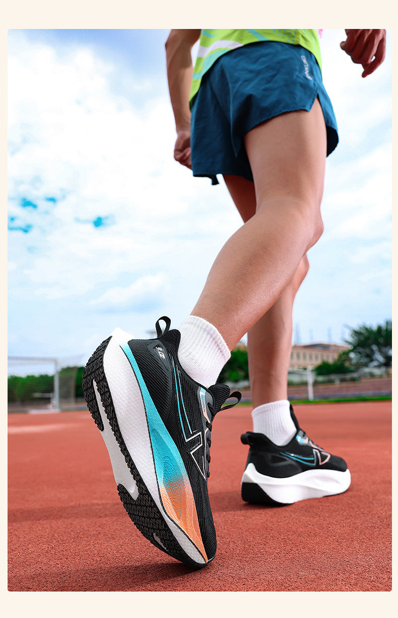 New Marathon Racing Anti-Slip Wear-Resistant Running Shoes Couple Popcorn Carbon Plate Cushioning Rebound Soft Sole Sports Shoes