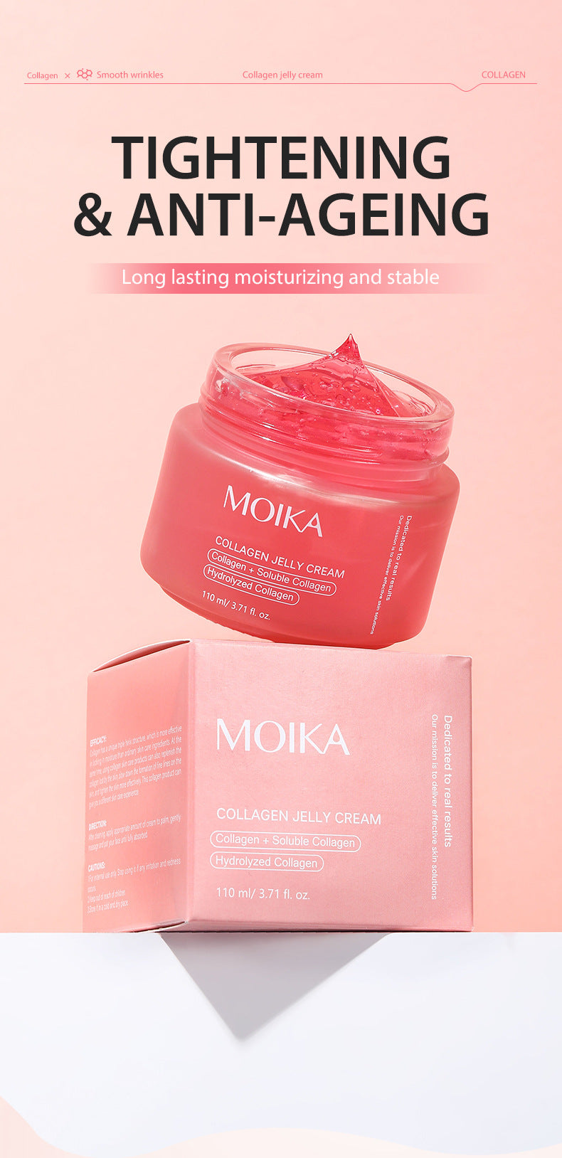 Ready Stock Collagen Jelly Face Cream110g Moisturizing, anti-wrinkle, anti-aging, firming niacinamide gel cream