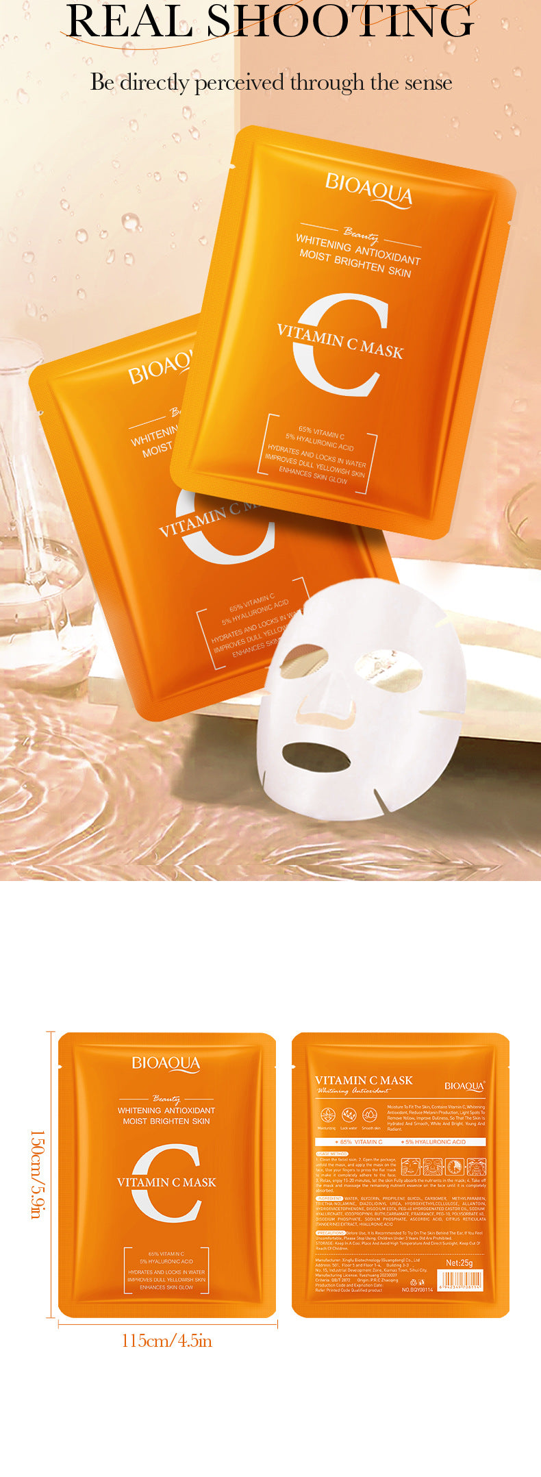 Mask25g BIOAOUA Dimension C Retinol Hydrating Moisturizing Mask Sheet Pack  Wholesale