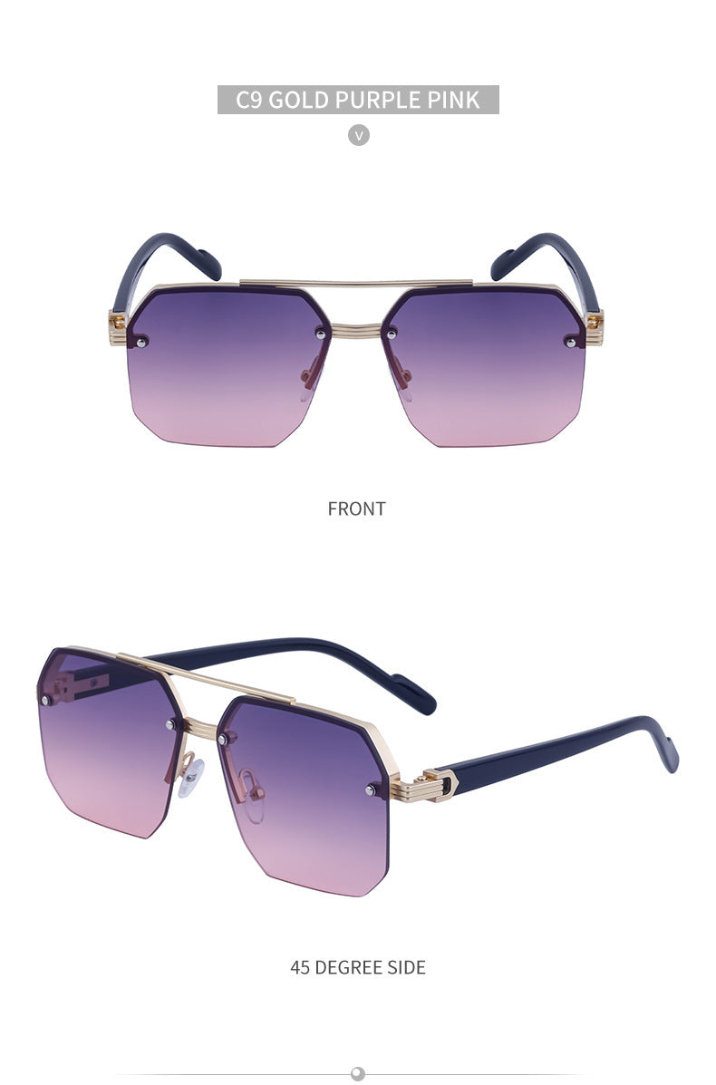 2025New style sunglasses with a high-end feel, European and American half-frame glasses, fashionable sunglasses for women with UV protection sunglasses