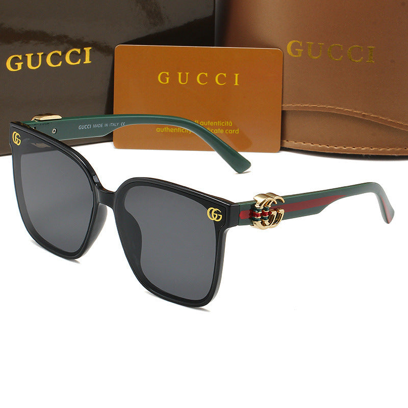 3716New Fashion Large Frame Sunglasses for Women Nylon Lens Sunglasses Internet Celebrity Street Style Face Slimming Driving Sunshade