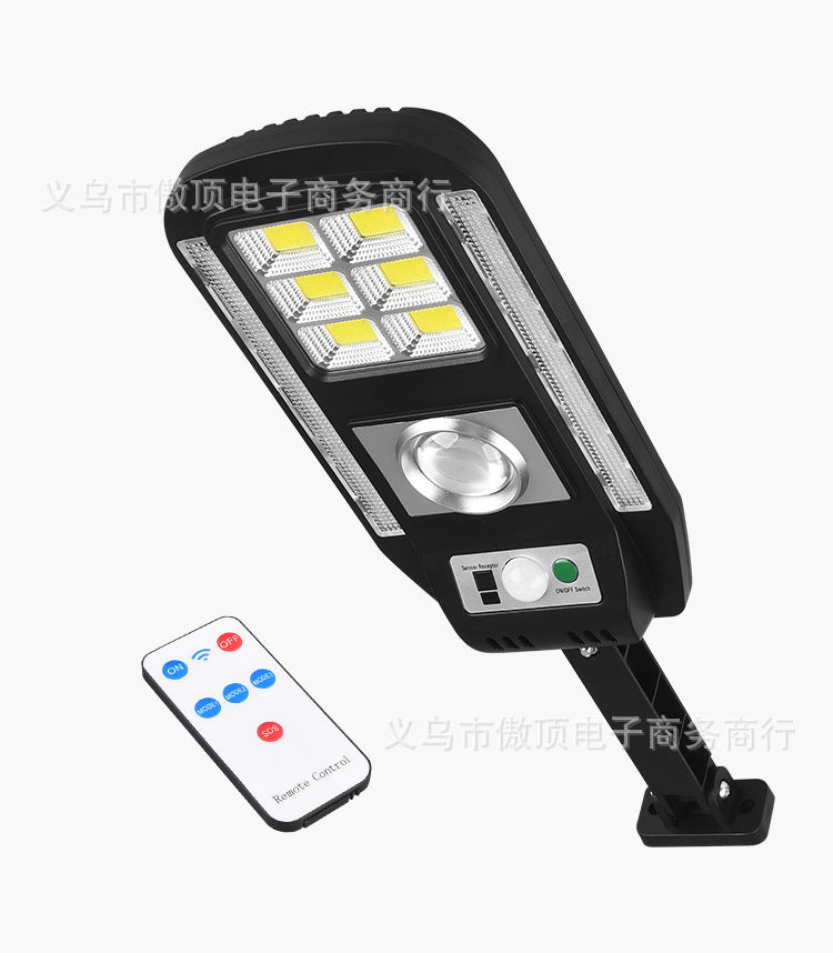 New outdoor solar light with colorful warning street light COB Garden Light with Human Body Sensor with Remote Control