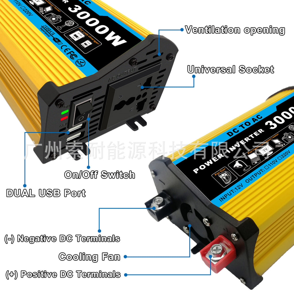 Car Small Electrical Appliances Car Converter Inverter300W Dc12V Transfer Communication110V/220V Double USB Mouth