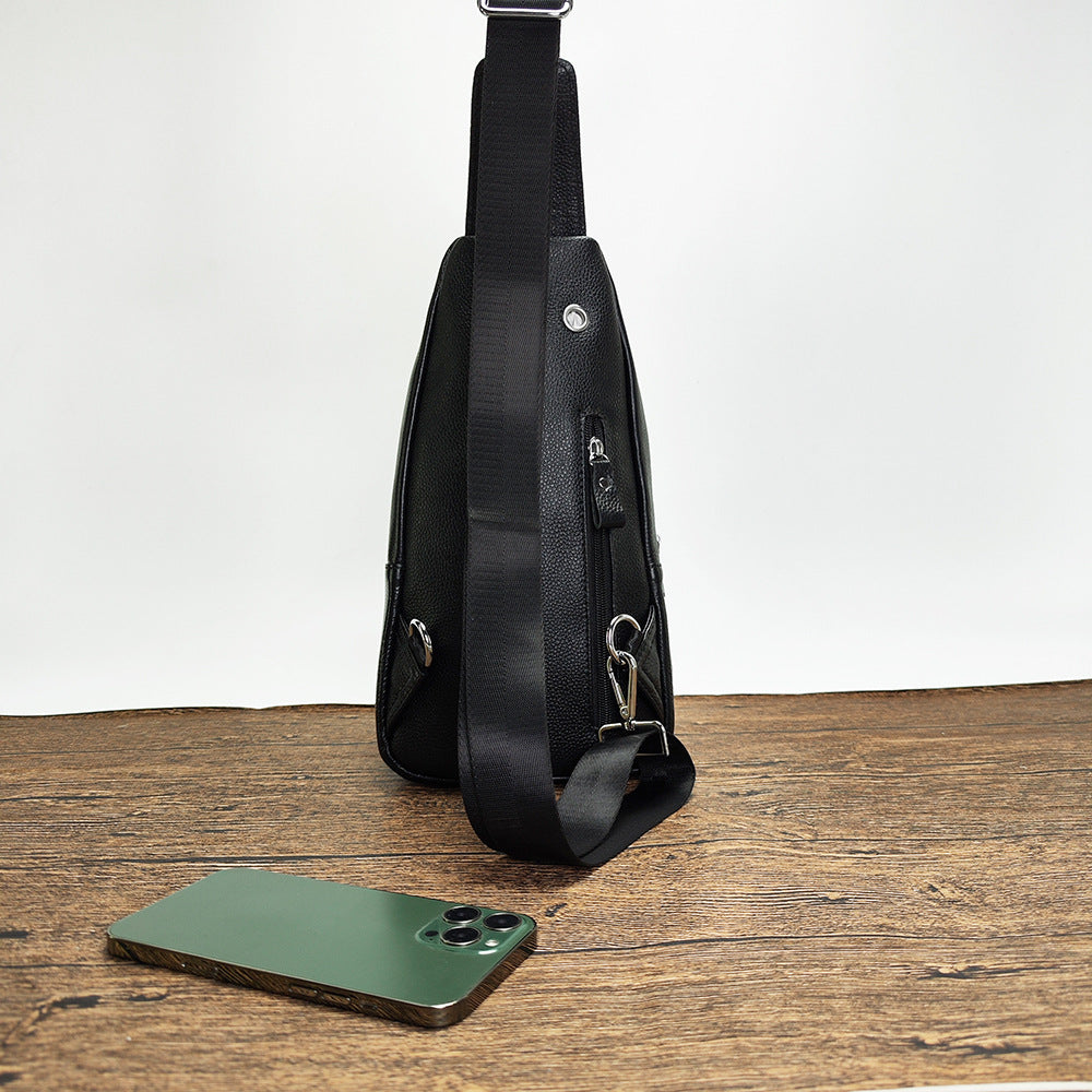 Anti-theft Fingerprint Lock Bag Top Layer Cowhide Men's Single Shoulder Crossbody Bag Multifunctional Crossbody High-end Genuine Leather Chest Bag