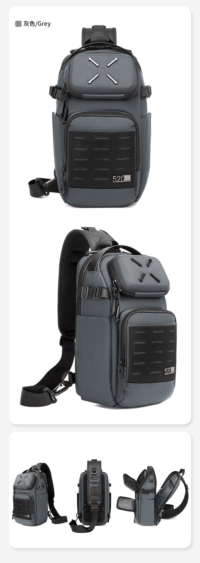 ozuko Men's Chest Bag Crossbody Bag High-end Waterproof Large Capacity Trendy Men's Shoulder Bag Commuting Portable Bag