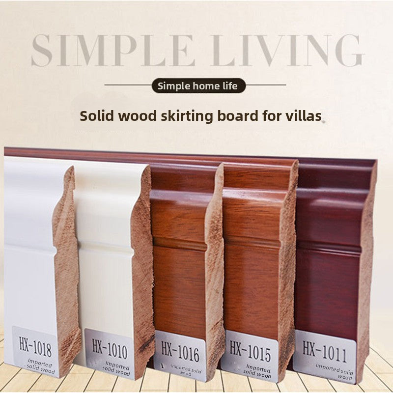 Ivory white solid wood skirting board 10cm Raw wood lines 10Centimeter wooden flooring with white skirting board