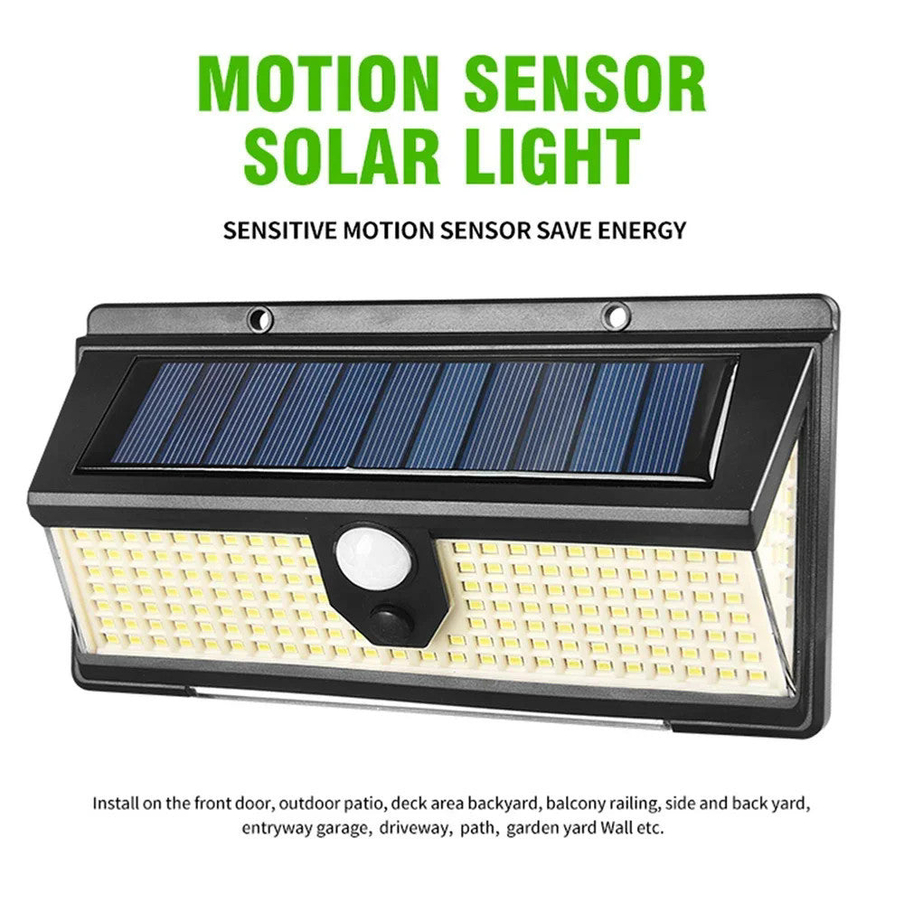 New solar light outdoor wall lamp190LED Human Body Sensor Garden Light Three-Sided Emitting Small Street Light with Colorful Lights