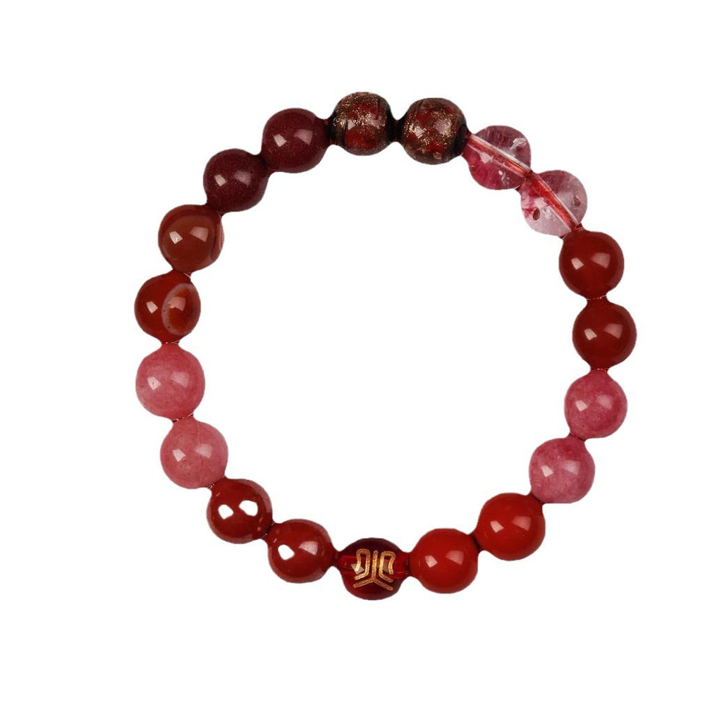 Men's Five Elements Bead Bracelet Gold Wood Water Fire Earth Bracelet Women's Crystal Natural Agate Five Elements Energy Bracelet