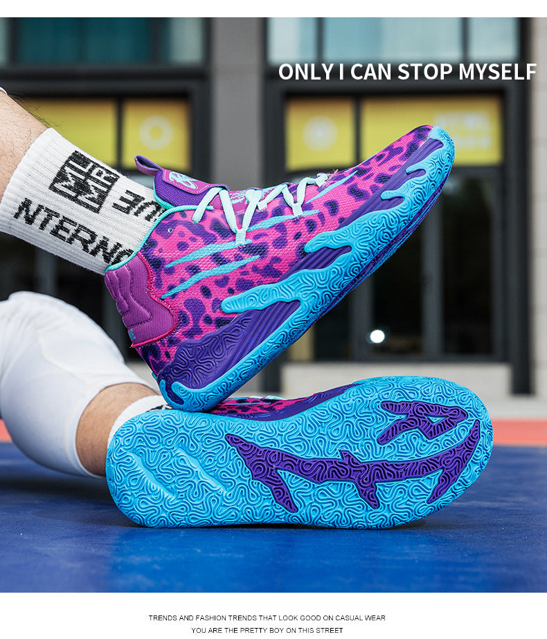 New Mid-Calf Professional Basketball Shoes Outdoor Practical Breathable Couple Shoes Thick Sole Non-Slip Unisex Shock Absorption Sports Shoes