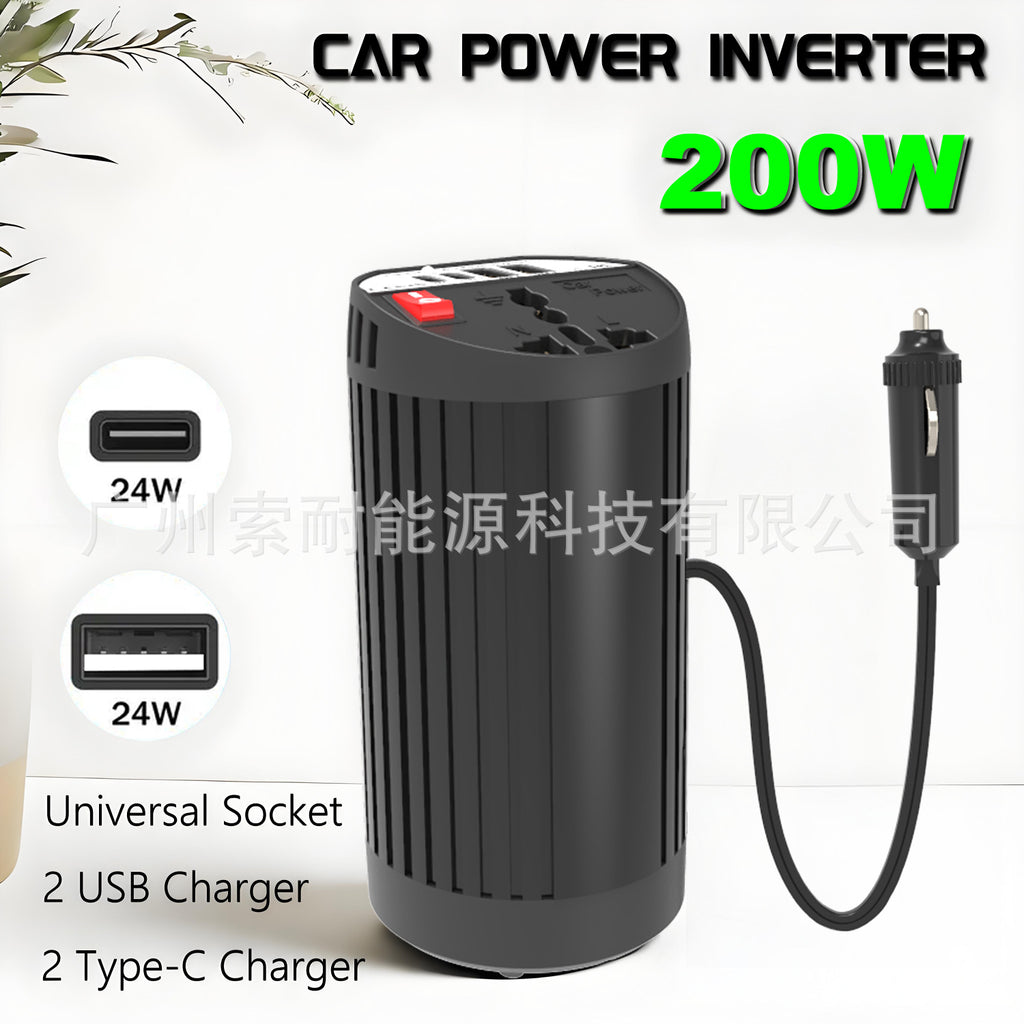 Cup-shaped Car Inverter200W 12V Turn110V220V Double USB Type-C Exclusive Supply inverter