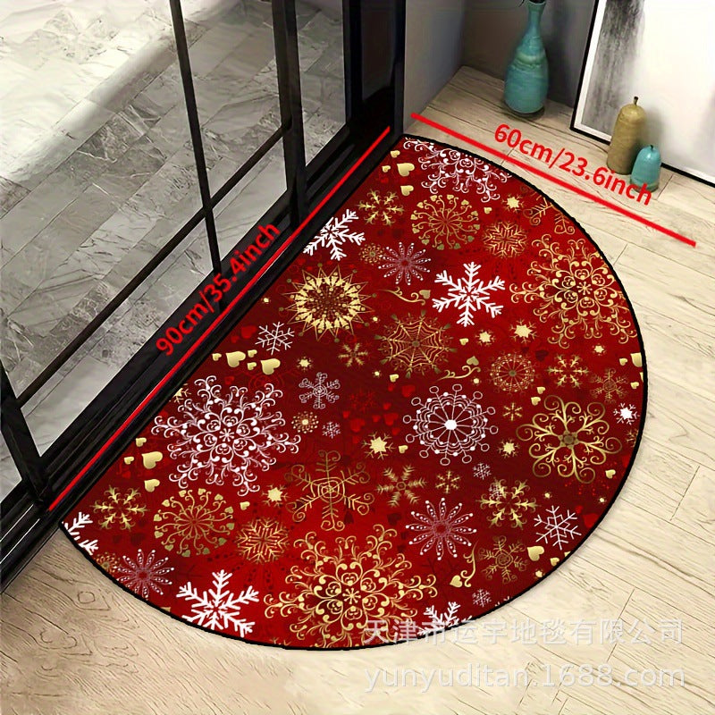 Christmas Decorative Doormat Crystal Velvet Non-Slip Door Mat Festive Atmosphere Entrance Door Mat Outdoor Dust Removal Mat