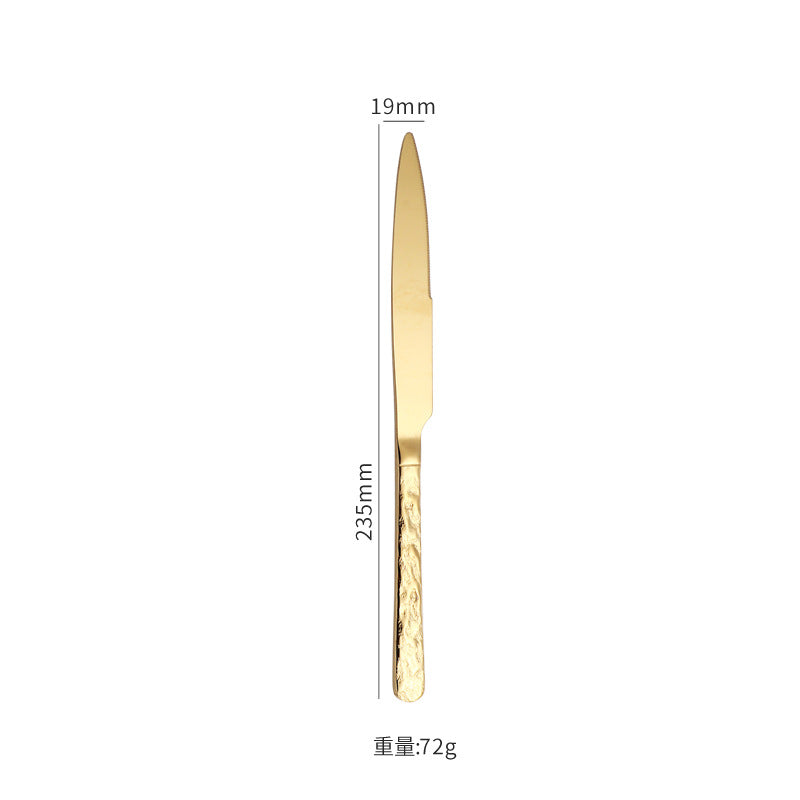 410Stainless Steel Cutlery Hotel Restaurant High-end Stone Pattern Knife Fork Spoon Set Western Cuisine Thickened Steak Knife Fork