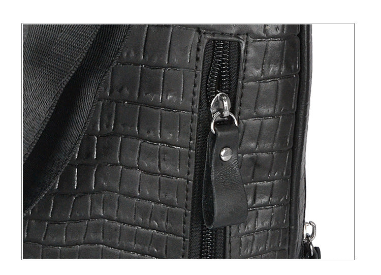 Men's Genuine Leather Chest Bag Multi-Functional Password Lock Cycling Crossbody Bag Backpack Crocodile Pattern Top Layer Cowhide Men's Bag Durable
