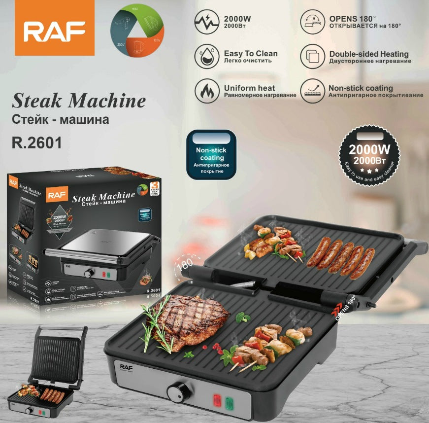 RAF European Style Household Panini Sandwich Maker Breakfast Machine Grill Meat Sausage Machine Burger Steak Machine R2601