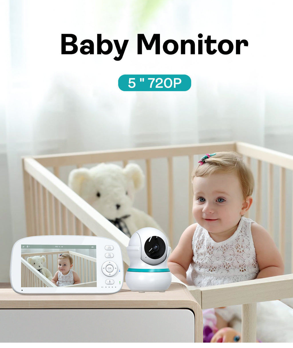 2025New360Shaking Head5Inch854p Baby Monitor Smart Baby Monitor Care