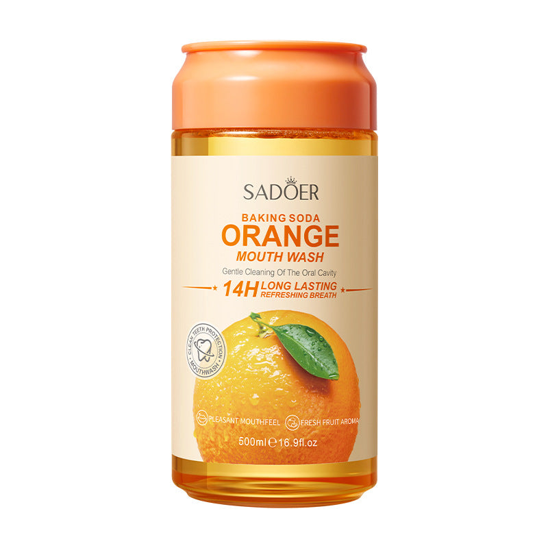 Fruit Mouthwash SADOER Fresh Orange Baking Soda Tooth Stain Remover Mouthwash Bottle Cross-Border Wholesale