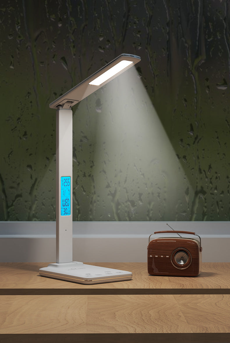 Alarm Clock Table Lamp Folding Creative Smart Magnetic Charging Learning Lamp Working Clock Eye-Protection Lamp Ambience Light Wholesale