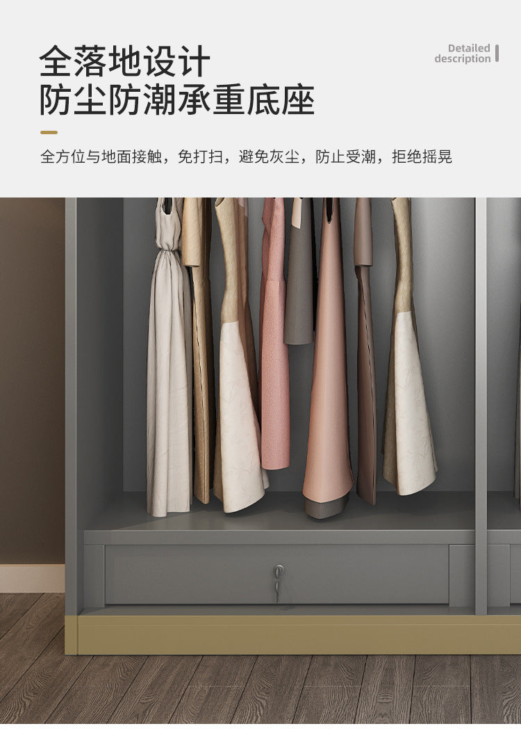 Light Luxury Glass Door Wardrobe Modern Home Bedroom Cloakroom Custom Processing Assembly Wardrobe Storage Large Wardrobe
