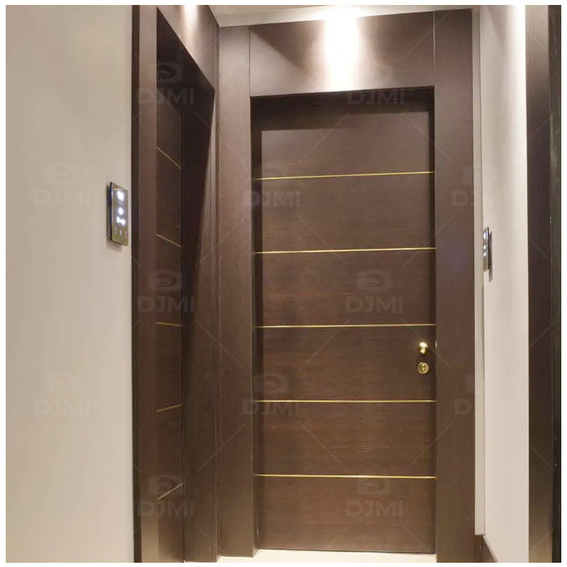 Foshan Manufacturer Custom High Quality Walnut Wood Design Hotel Room Sound Insulation Fire Solid Wood Interior Door