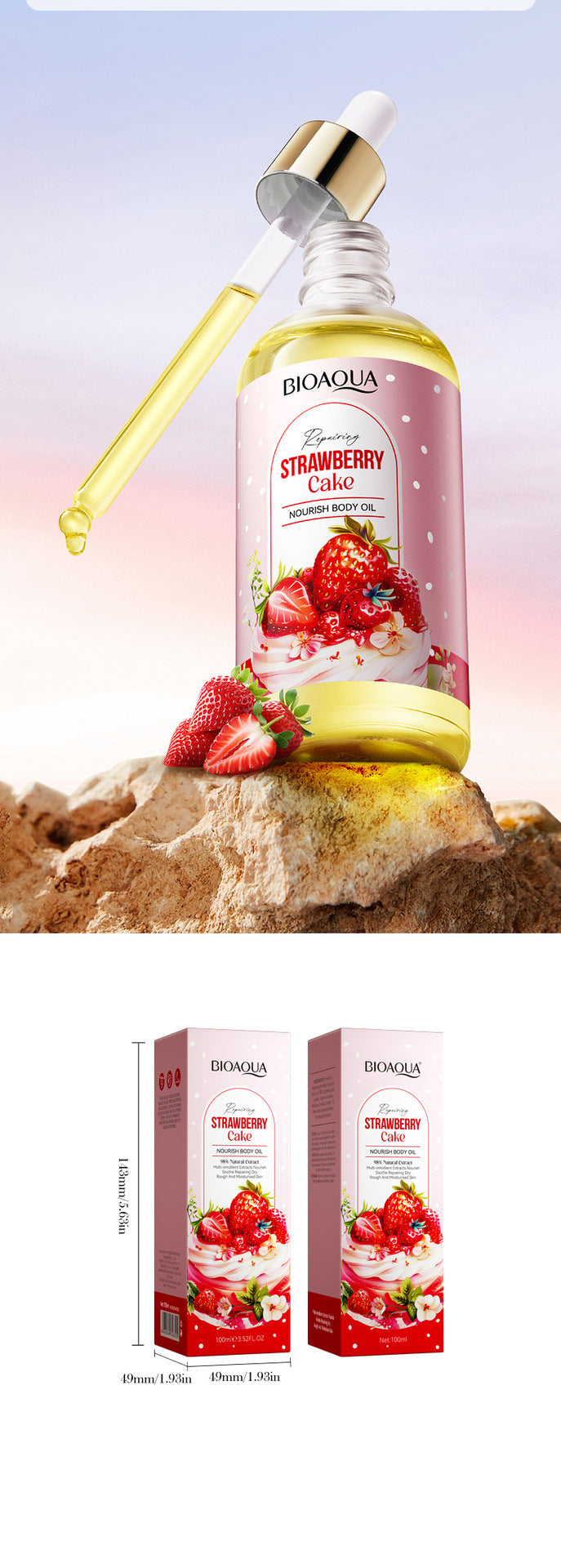 Strawberry Cake Nourishing Body Oil BIOAOUA Moisturizing skin essence  foreign trade wholesale