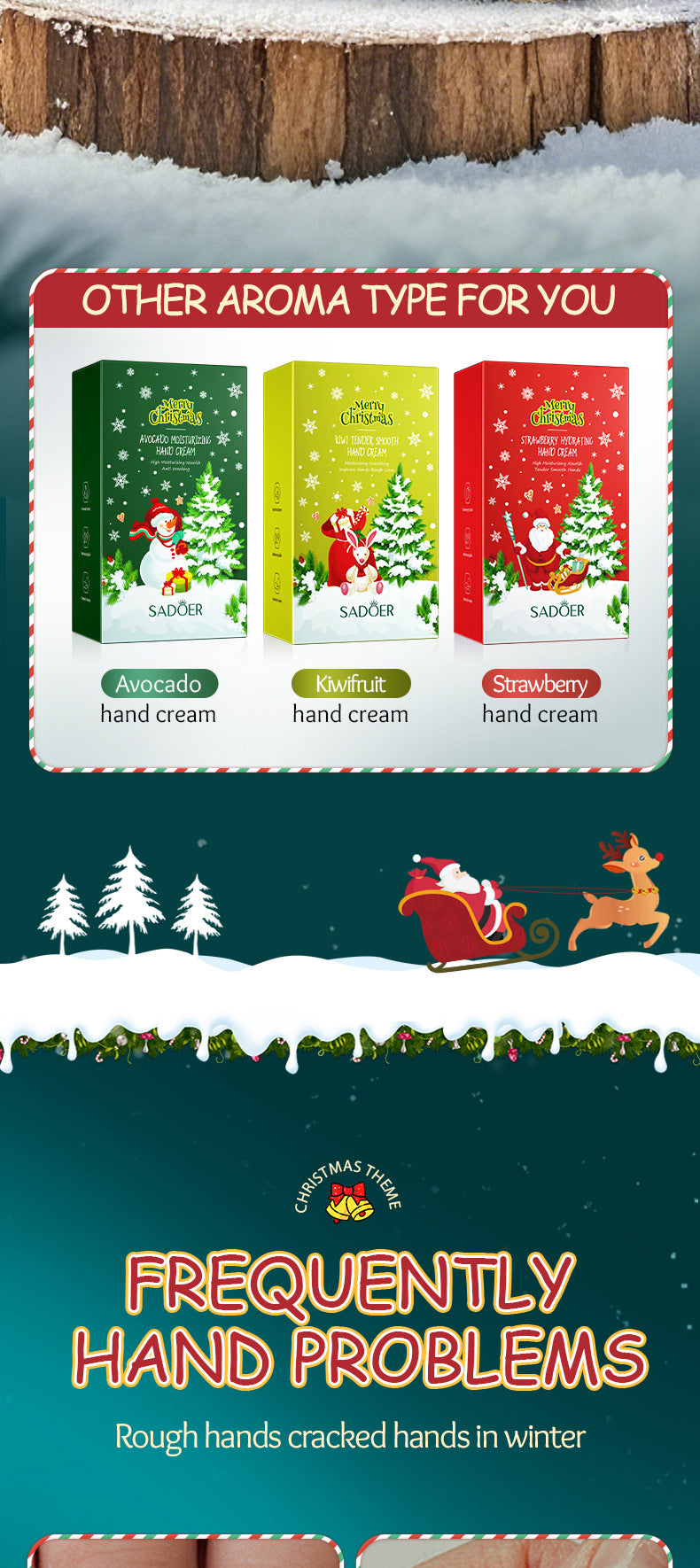 Christmas Kiwi Smooth Hand Cream SADOER Anti-chapped Moisturizing Hand Cream  Wholesale