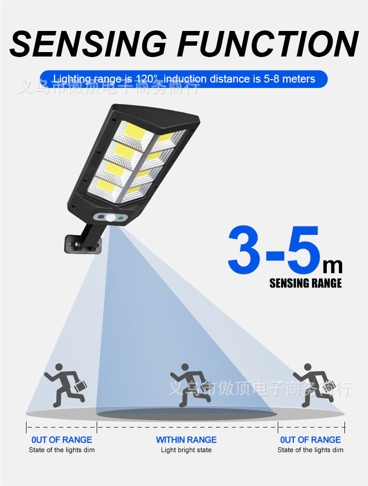 Solar outdoor garden light with human body sensor wall light for home use, waterproof outdoor lighting COB Street Lamp Landscape lamp