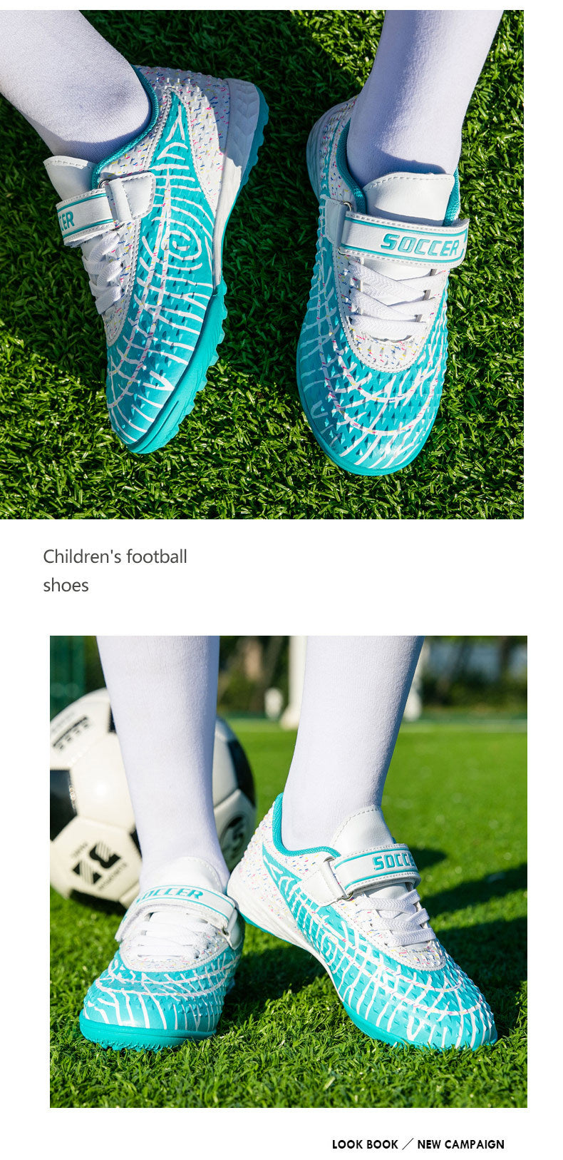 New football shoes for men and women with Velcro for children TF Broken Nail Style Youth Student Grassland Flat Training Shoes