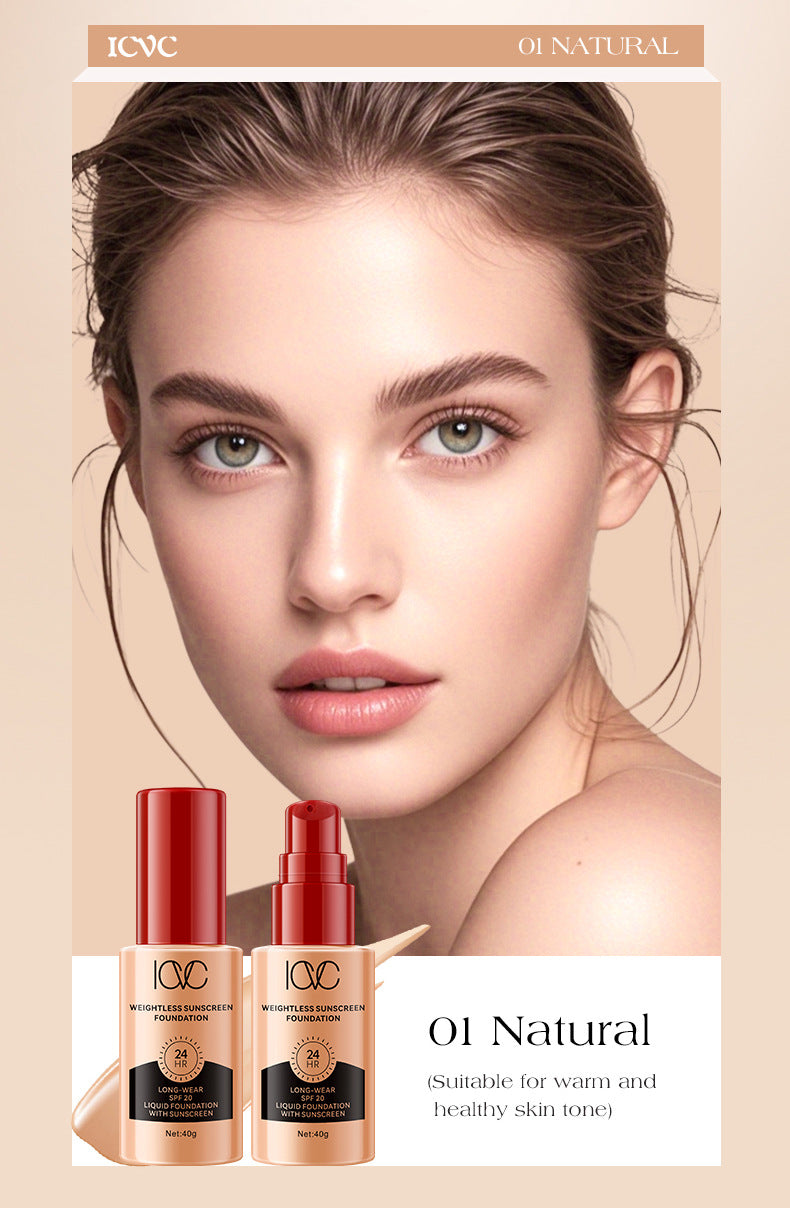 ICVC#Sunscreen Foundation40g Large Capacity Waterproof Long-lasting Non-smudge Lazy Primer Cream E-commerce