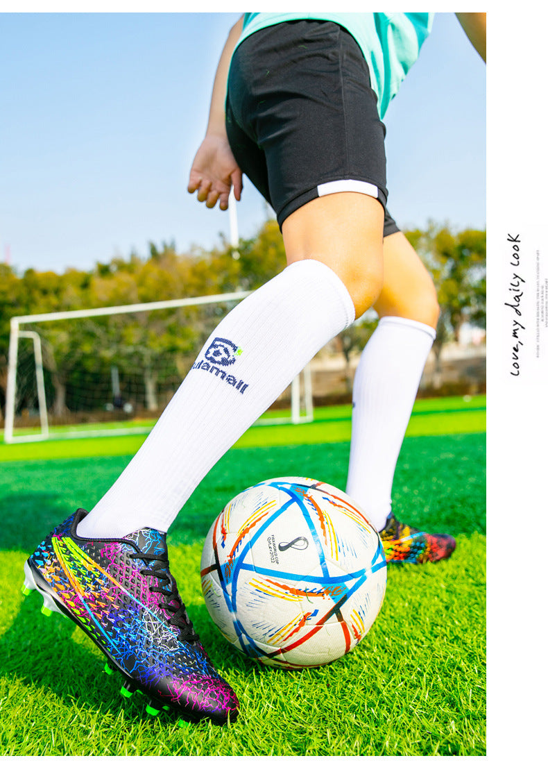 New professional football shoes for men and women AG Long Spike Colorful Multi-Color Youth Student Grass Competition Training Shoes
