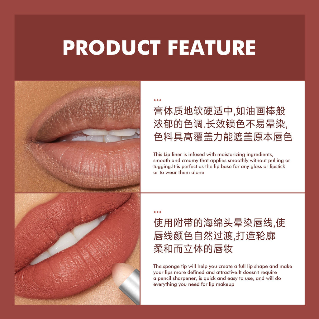 Dual-ended Lip Liner Pencil European and American Matte Non-Stick Cup Lipstick Lip Liner Small Batch Wholesale