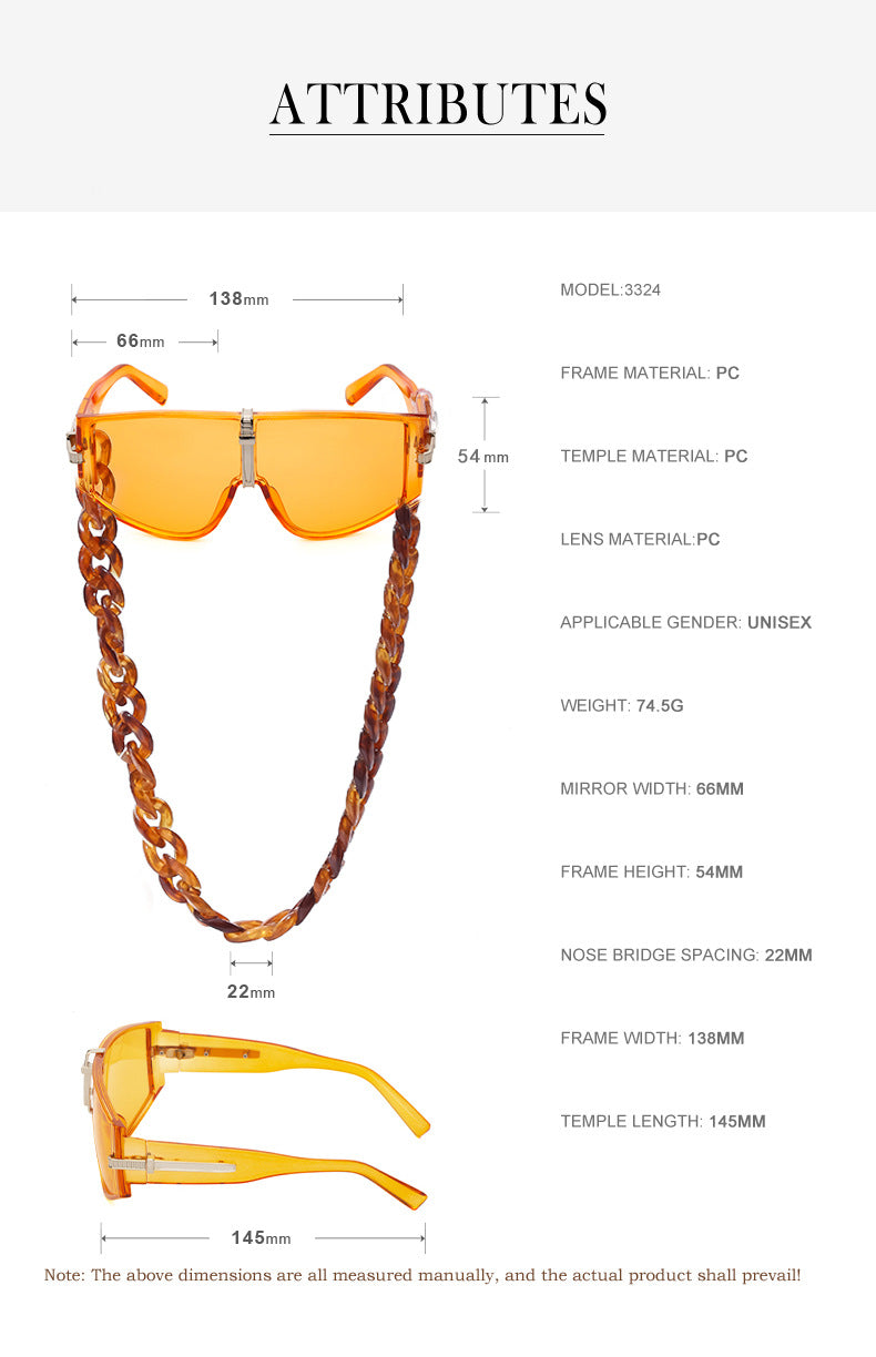 Sunglasses for Women Korean Style Chain Sunglasses Trendy sunglasses European and American Fashion Outdoor Street Style Glasses shade