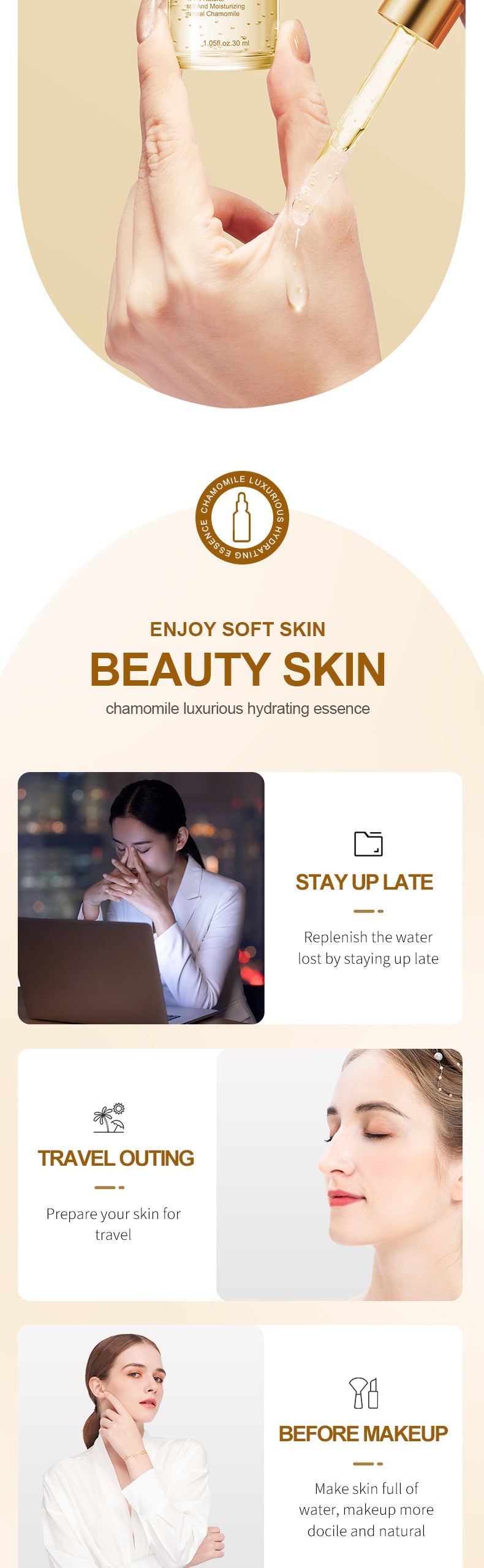 Plant Essence Serum SADOER Aloe Vera Rose Chamomile Hydrating Moisturizing  Foreign Trade Wholesale