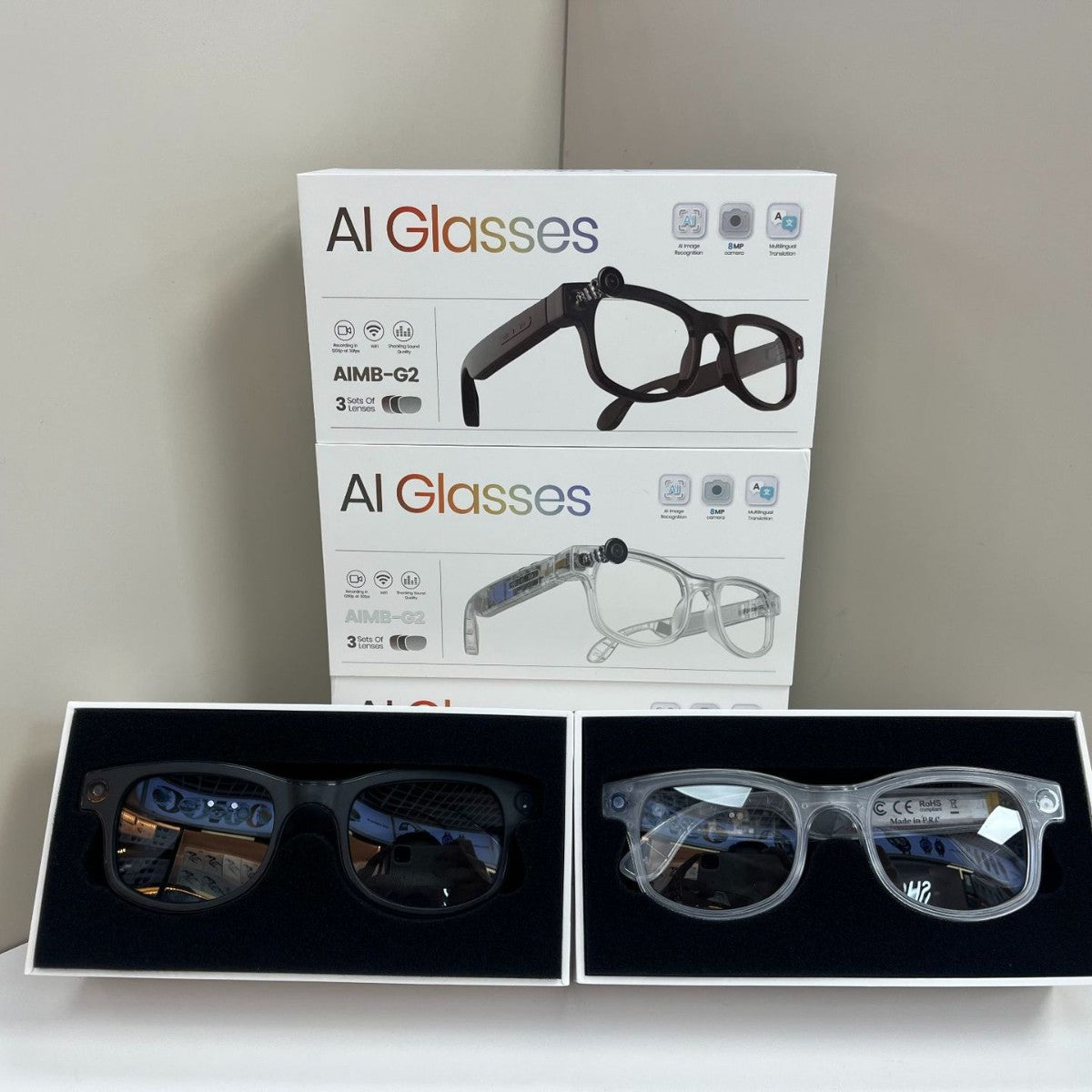 80010000 Pixel Smart Glasses AIMB-G2Photography and Videography1200P Audio and Video Recording Ai Translation+Music Control