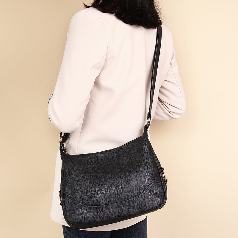 Genuine Leather Crossbody Bag for Women2025Versatile Soft Top Layer Cowhide Large Capacity Shoulder Bag for Middle-aged Moms, Light Luxury Style