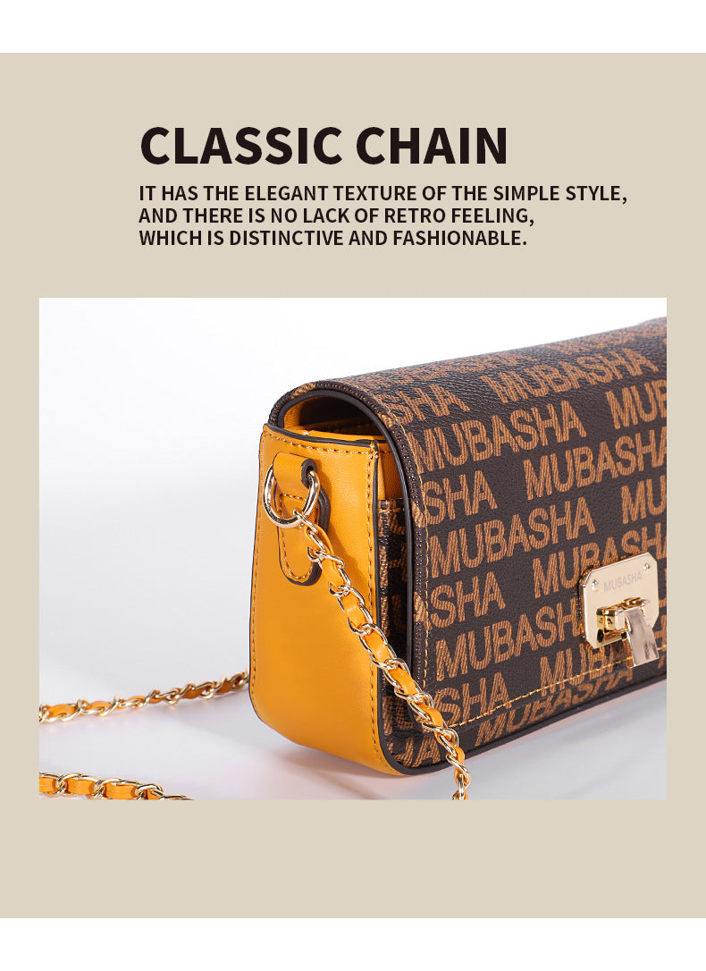Unique Versatile Design Vintage Chain Small Square Bag for Women Retro Stylish Single Shoulder Bag Personality Simple Crossbody Bag
