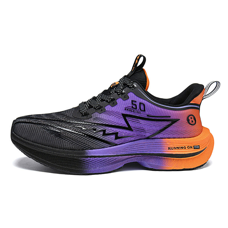 Carbon Plate Running Shoes Mesh Ultra-light Breathable Sports Shoes Men Couple All-match Casual Popcorn Running Shoes Breathable Lightweight