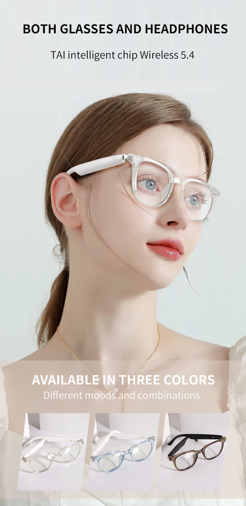 Non-Bone Conduction Bluetooth Glasses Open-Fit Smart Sunglasses Travel Driving Call Hands-Free Sun Protection Sunglasses