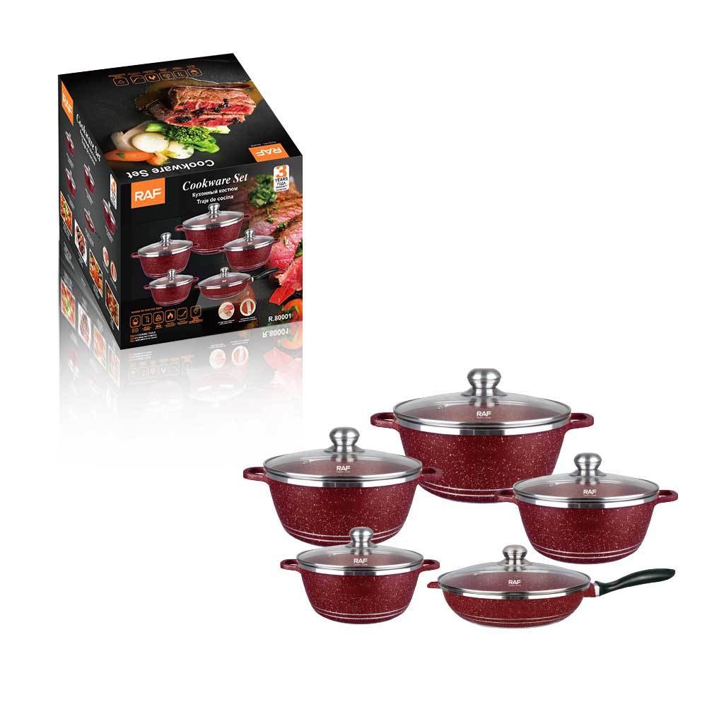 RAF Hot Sale Handle Detachable Non-Stick Pan Ceramic Glaze Universal Stove Cookware11Set