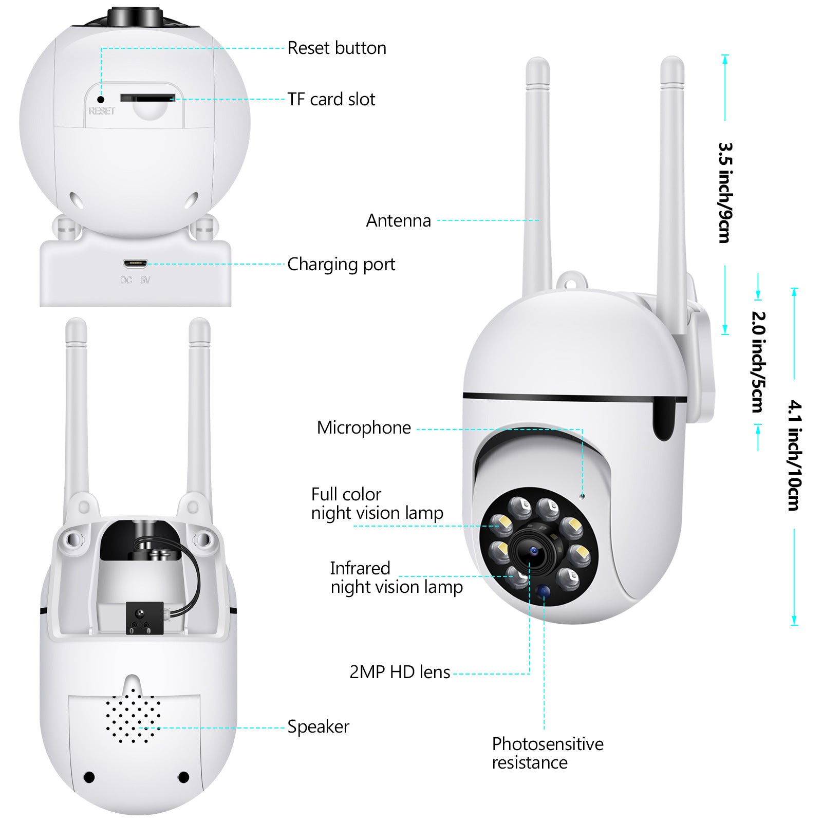 Minions Surveillance Dome Camera Factory direct sales dual antenna mount wireless camera for indoor home use WiFi Ball Machine