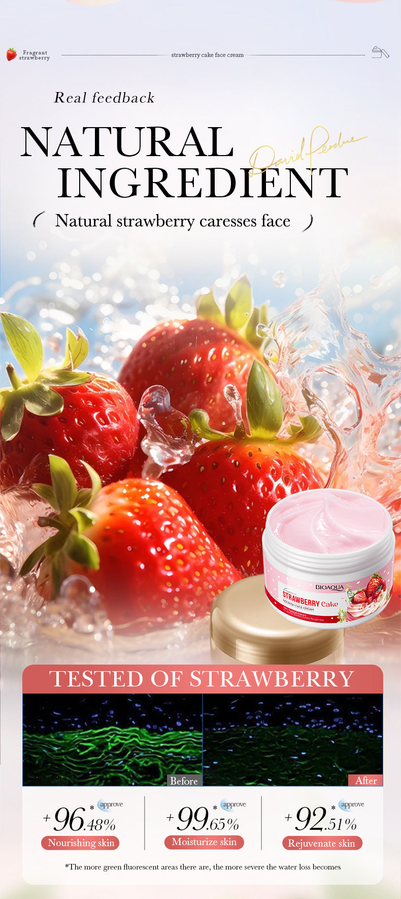 Strawberry Cake Nourishing Cream BIOAOUA Moisturizing skin moisturizing cream  foreign trade wholesale
