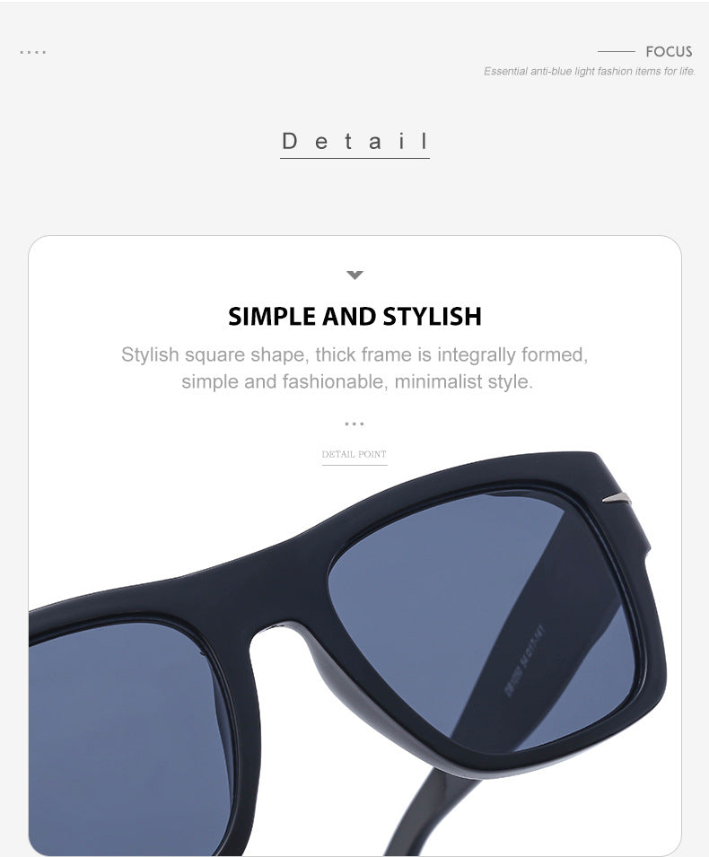 David's Retro Sunglasses for Men, European and American Style, Fashionable Trendy Square Frame Sunglasses, High-End Full Frame Glasses for Men